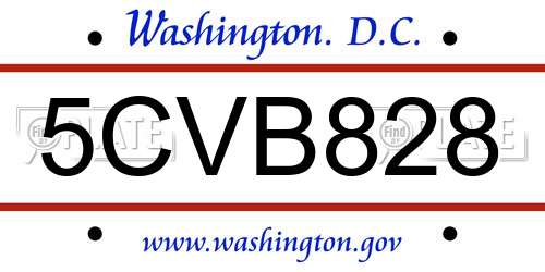5CVB828 District Of Columbia License Plate