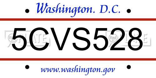 5CVS528 District Of Columbia License Plate