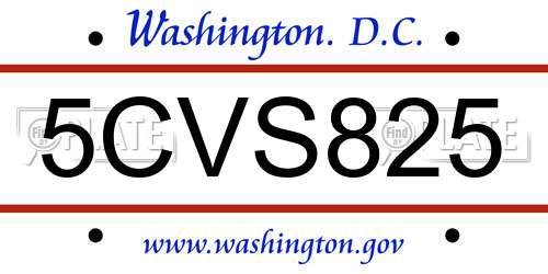 5CVS825 District Of Columbia License Plate