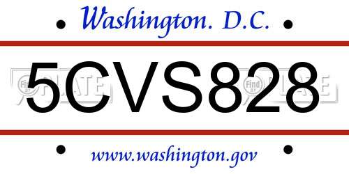 5CVS828 District Of Columbia License Plate