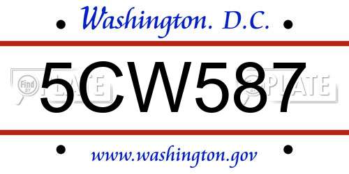 5CW587 District Of Columbia License Plate