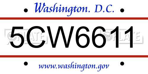 5CW6611 District Of Columbia License Plate