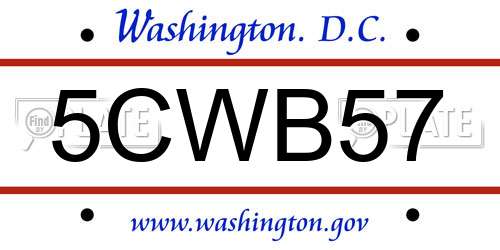 5CWB57 District Of Columbia License Plate