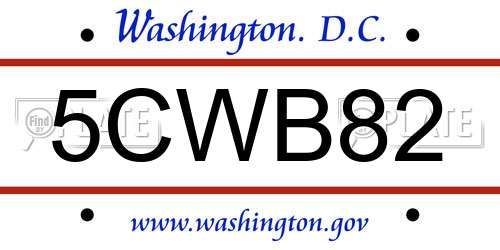 5CWB82 District Of Columbia License Plate
