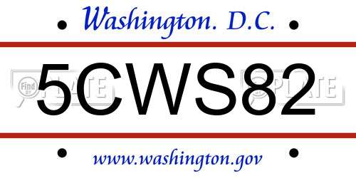 5CWS82 District Of Columbia License Plate