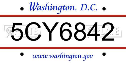 5CY6842 District Of Columbia License Plate