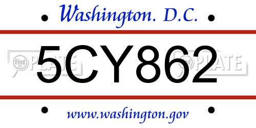5CY862 District Of Columbia License Plate