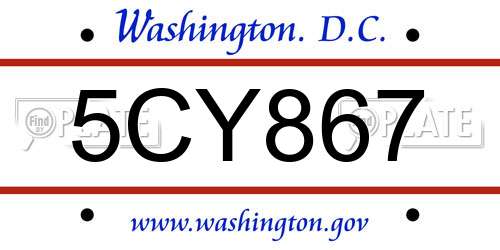 5CY867 District Of Columbia License Plate