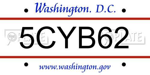 5CYB62 District Of Columbia License Plate