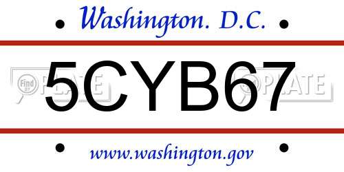 5CYB67 District Of Columbia License Plate