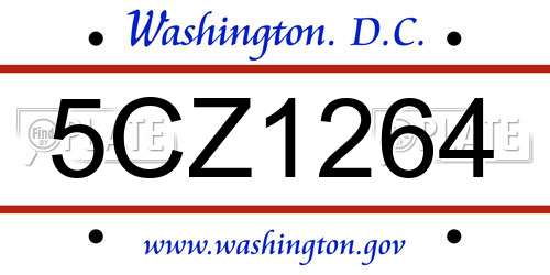 5CZ1264 District Of Columbia License Plate