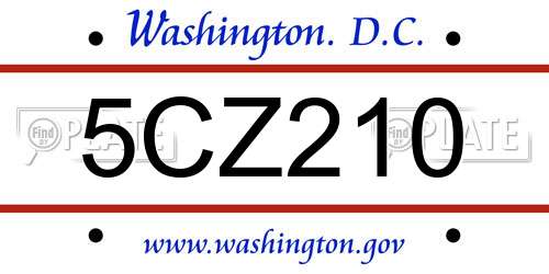 5CZ210 District Of Columbia License Plate