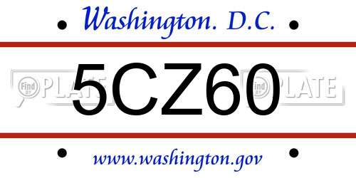 5CZ60 District Of Columbia License Plate