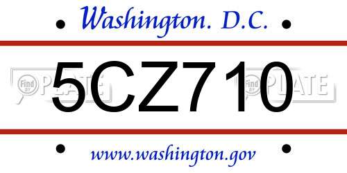5CZ710 District Of Columbia License Plate