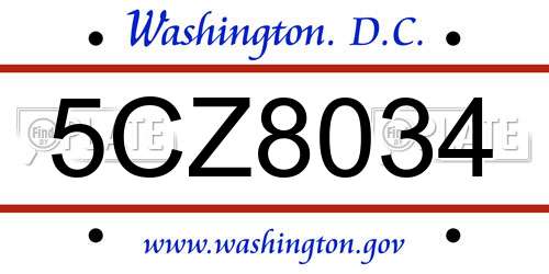5CZ8034 District Of Columbia License Plate