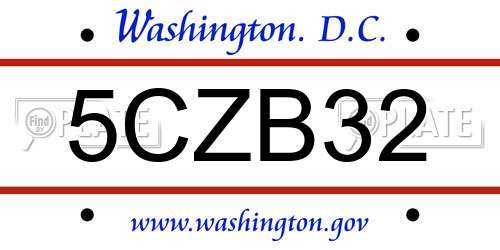 5CZB32 District Of Columbia License Plate