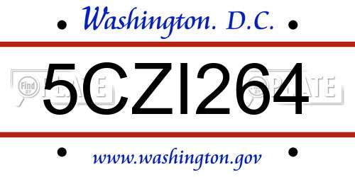 5CZI264 District Of Columbia License Plate