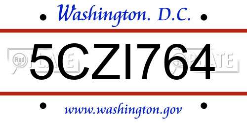 5CZI764 District Of Columbia License Plate