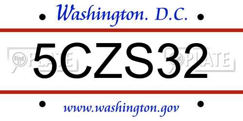 5CZS32 District Of Columbia License Plate