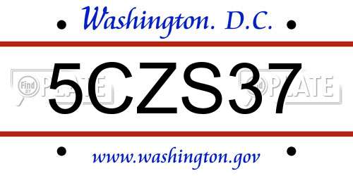 5CZS37 District Of Columbia License Plate