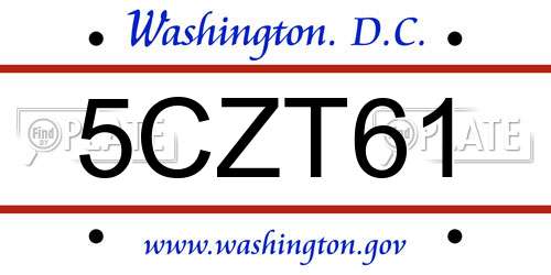 5CZT61 District Of Columbia License Plate