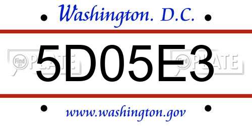5D05E3 District Of Columbia License Plate