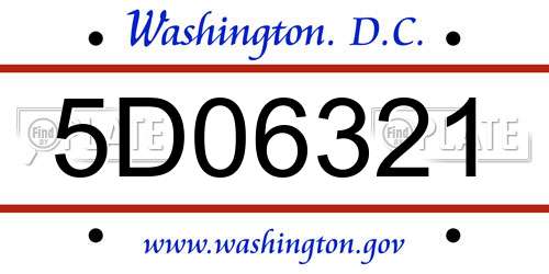 5D06321 District Of Columbia License Plate