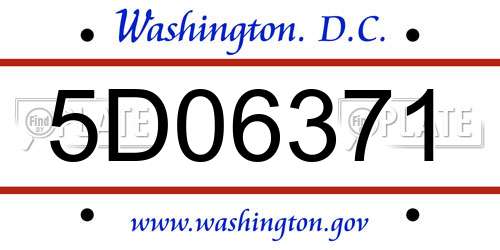 5D06371 District Of Columbia License Plate