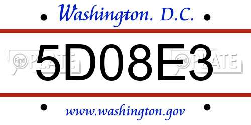 5D08E3 District Of Columbia License Plate