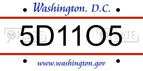5D11O5 District Of Columbia License Plate