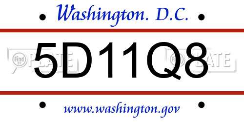 5D11Q8 District Of Columbia License Plate