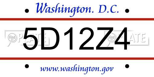 5D12Z4 District Of Columbia License Plate