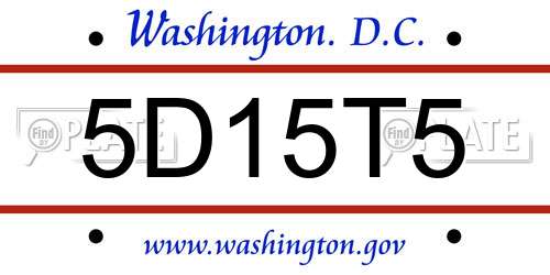 5D15T5 District Of Columbia License Plate