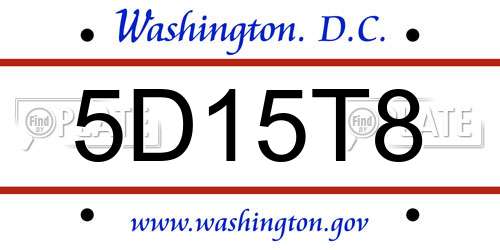 5D15T8 District Of Columbia License Plate