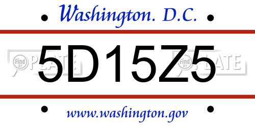 5D15Z5 District Of Columbia License Plate