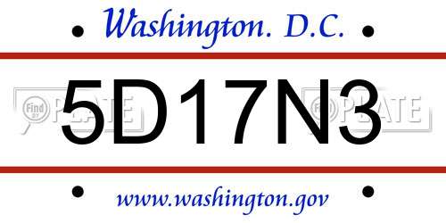 5D17N3 District Of Columbia License Plate
