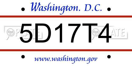 5D17T4 District Of Columbia License Plate