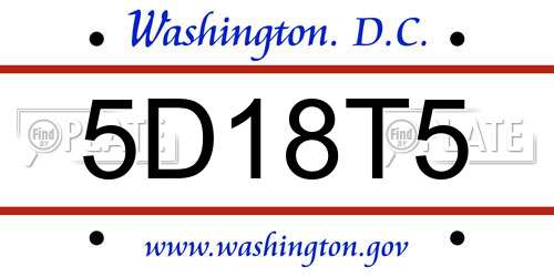 5D18T5 District Of Columbia License Plate