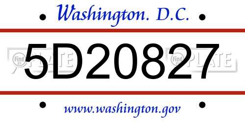 5D20827 District Of Columbia License Plate