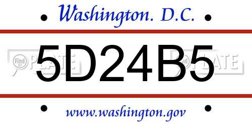 5D24B5 District Of Columbia License Plate