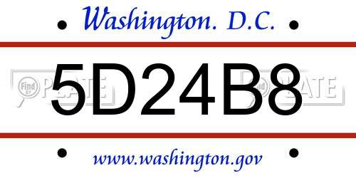 5D24B8 District Of Columbia License Plate
