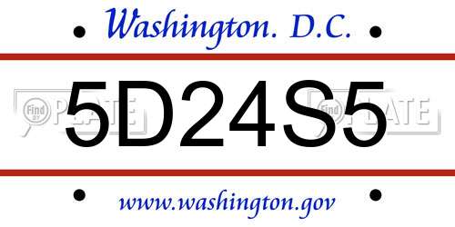 5D24S5 District Of Columbia License Plate