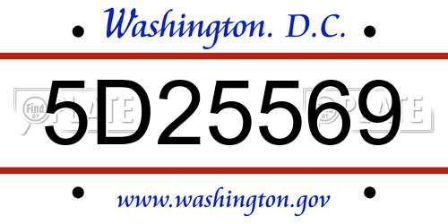 5D25569 District Of Columbia License Plate