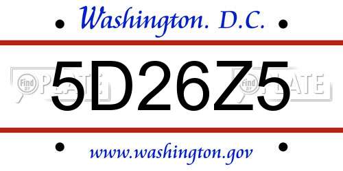 5D26Z5 District Of Columbia License Plate