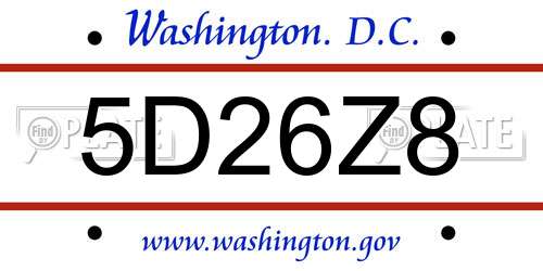 5D26Z8 District Of Columbia License Plate