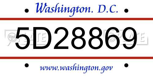 5D28869 District Of Columbia License Plate
