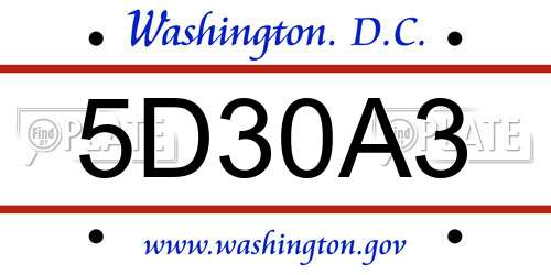 5D30A3 District Of Columbia License Plate