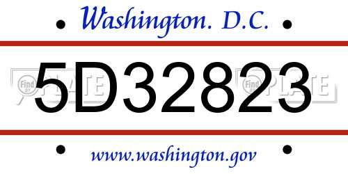 5D32823 District Of Columbia License Plate