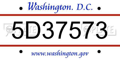 5D37573 District Of Columbia License Plate