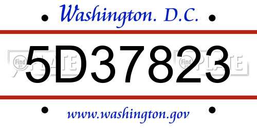 5D37823 District Of Columbia License Plate